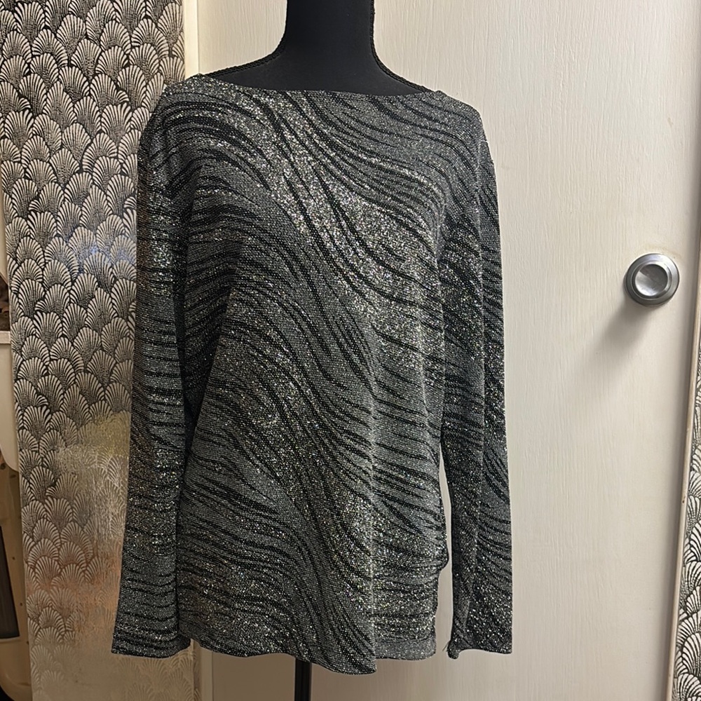 Chico's Elegant Black and Silver Women's Sweater